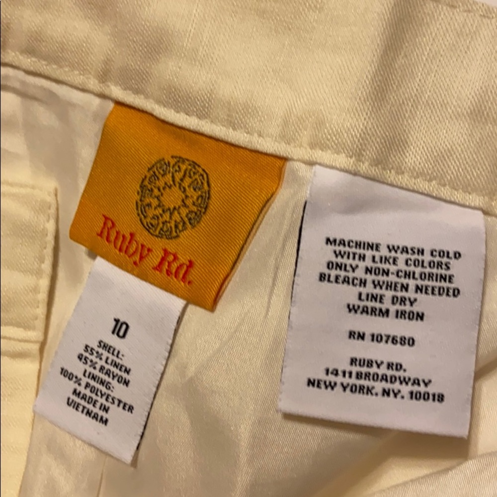 Shell Color Ruby Rd Linen Pants - image 3